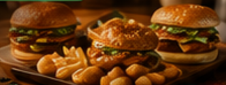 Burgers, sides and drinks for a family meal