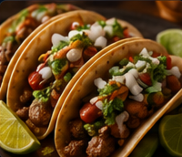 Street tacos ready for service at Taco Loco Grill